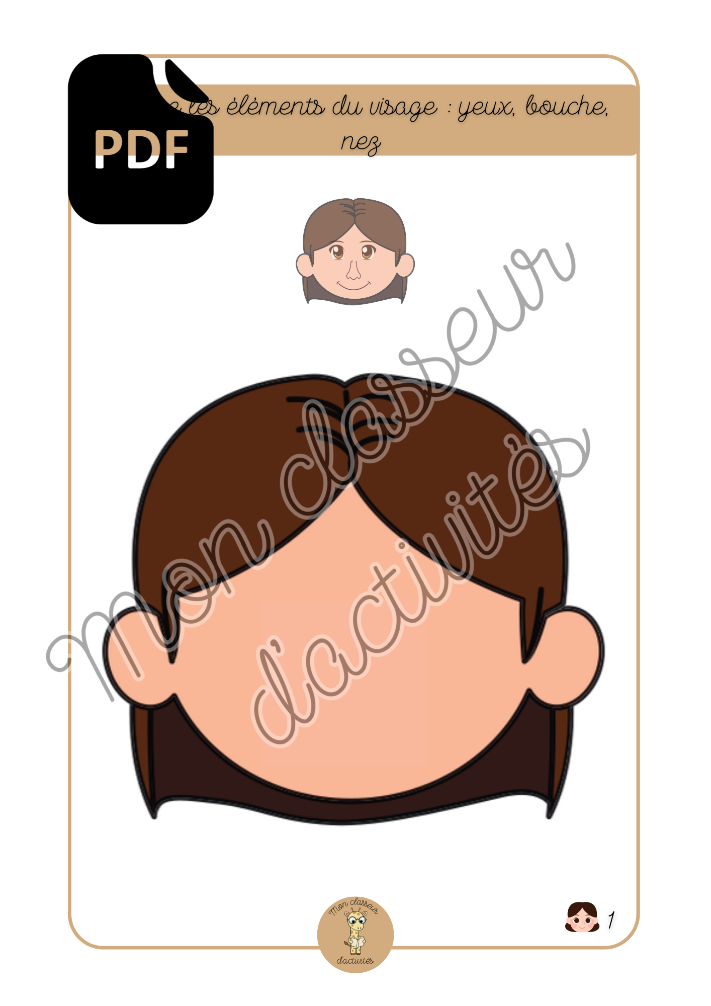 PDF - Le corps - Fiche 1 "Forme le visage"