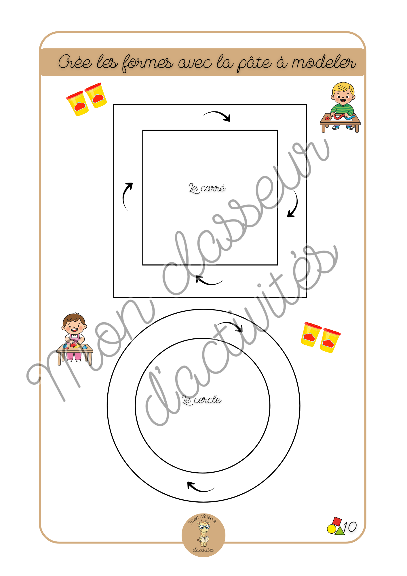 Les formes - Fiche 10 "Crée les formes avec la pâte à modeler"
