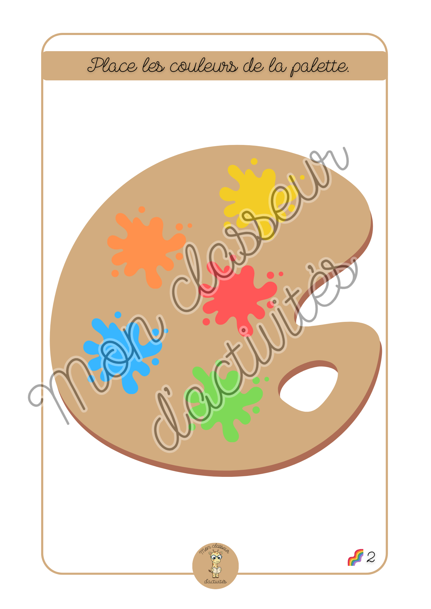 Les formes - Fiche 2 "Place les couleurs de la palette"