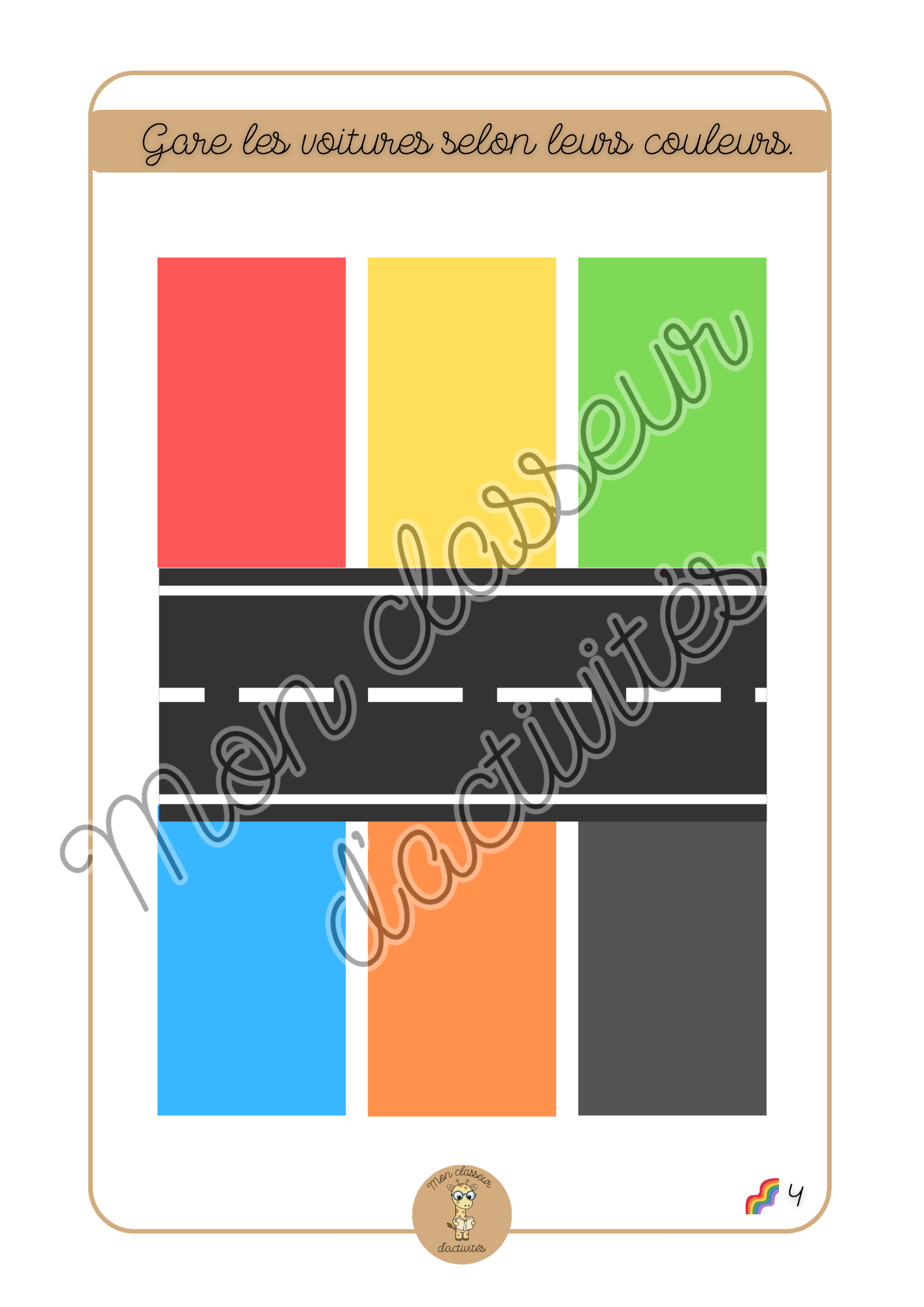 Les couleurs - Fiche 4 "Gare les voitures"