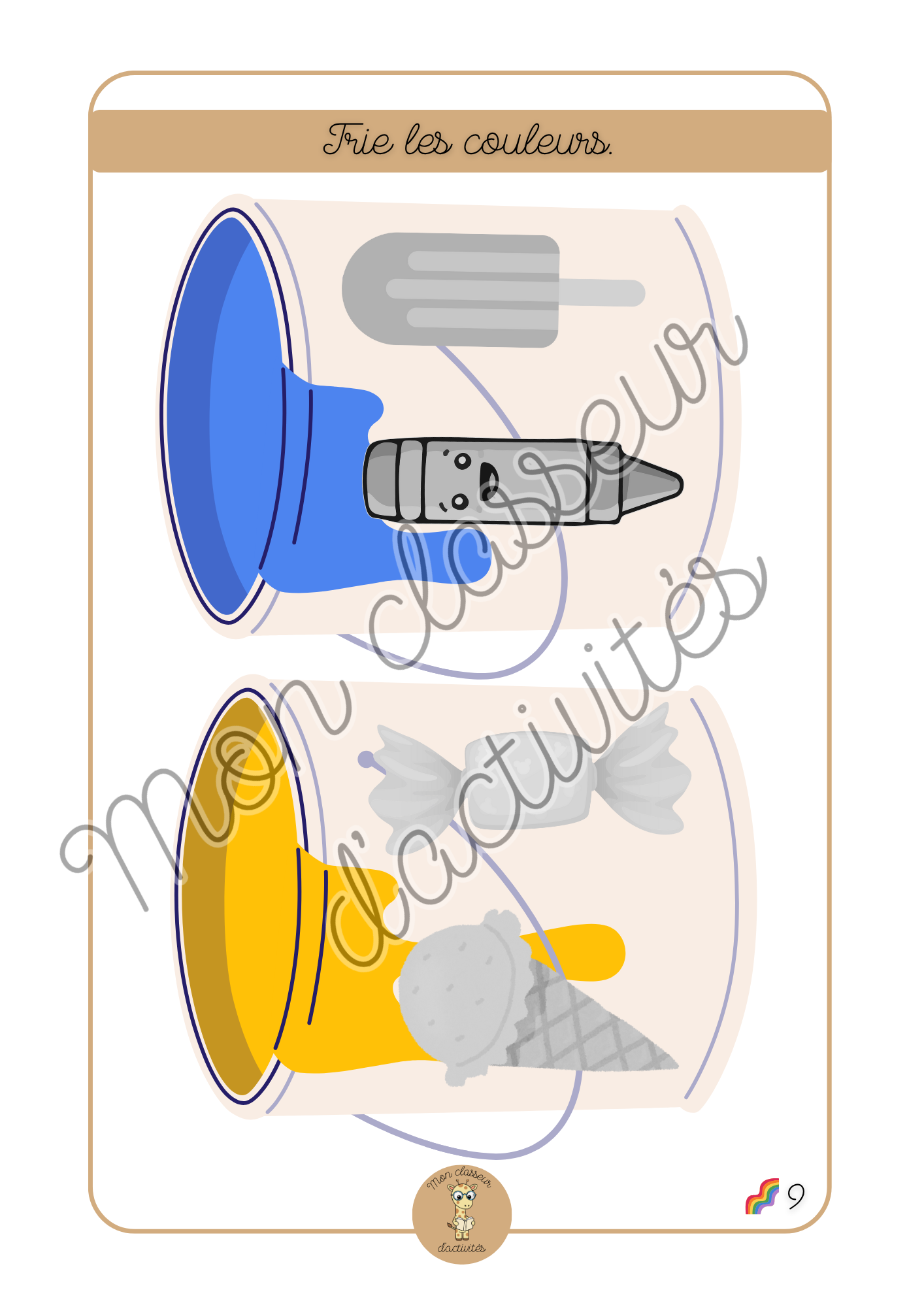 Les couleurs - Fiche 9 "Trie les couleurs"