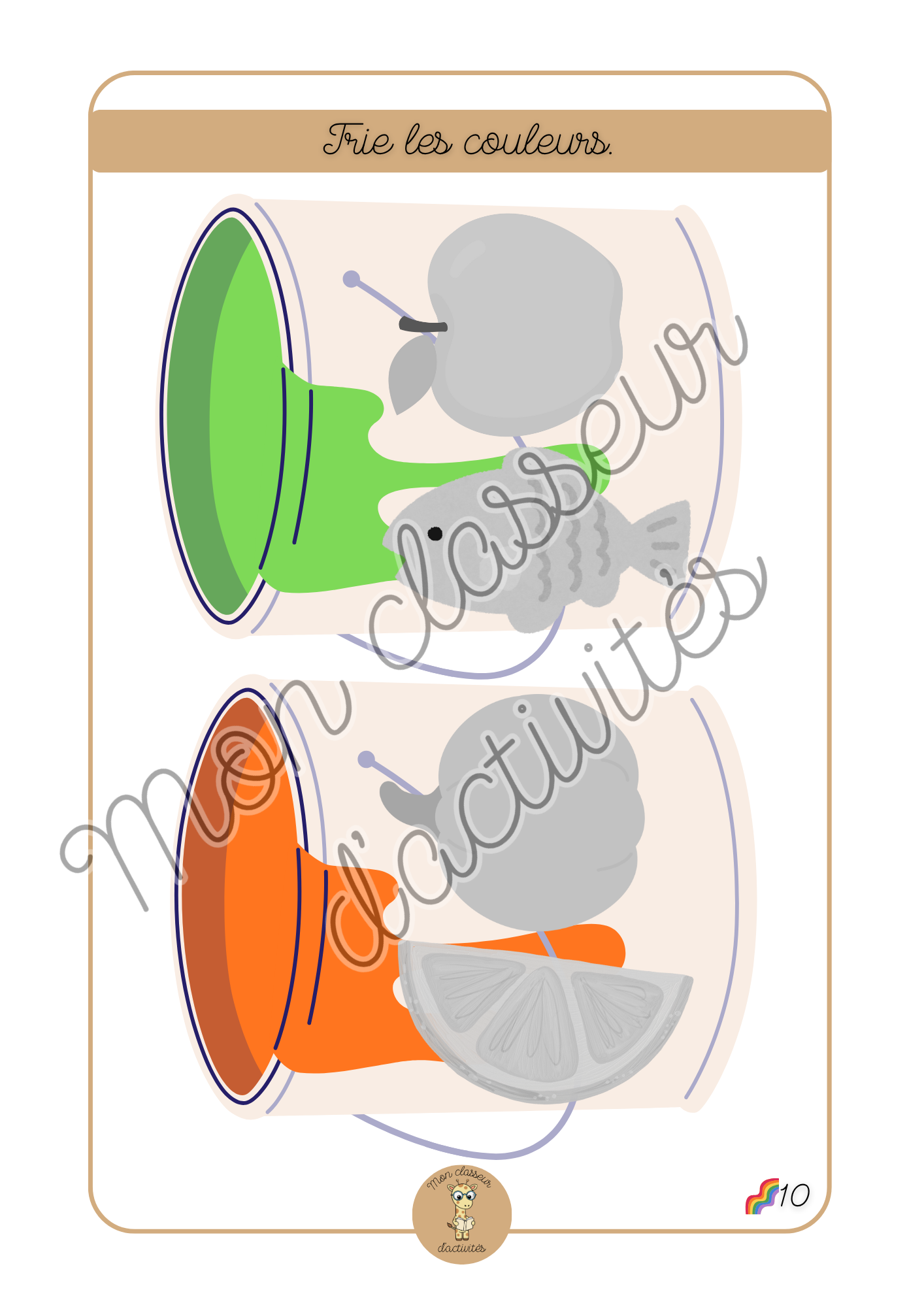 Les couleurs - Fiche 10 "Trie les couleurs"