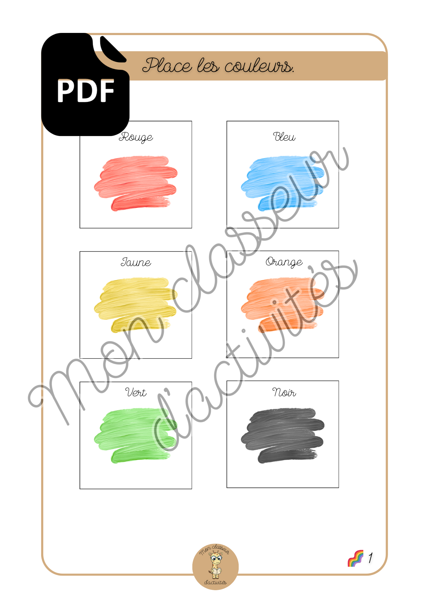 PDF - Les couleurs - Fiche 1 "Place les couleurs"
