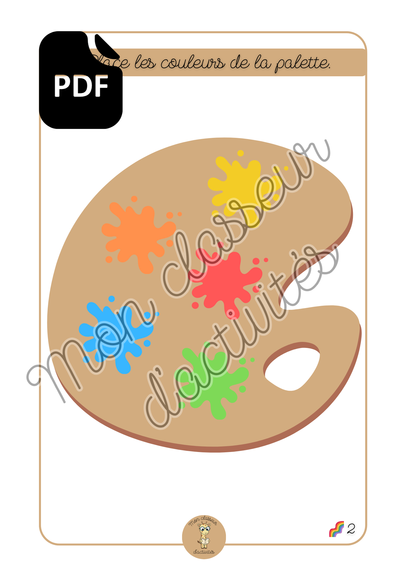 PDF - Les formes - Fiche 2 "Place les couleurs de la palette"