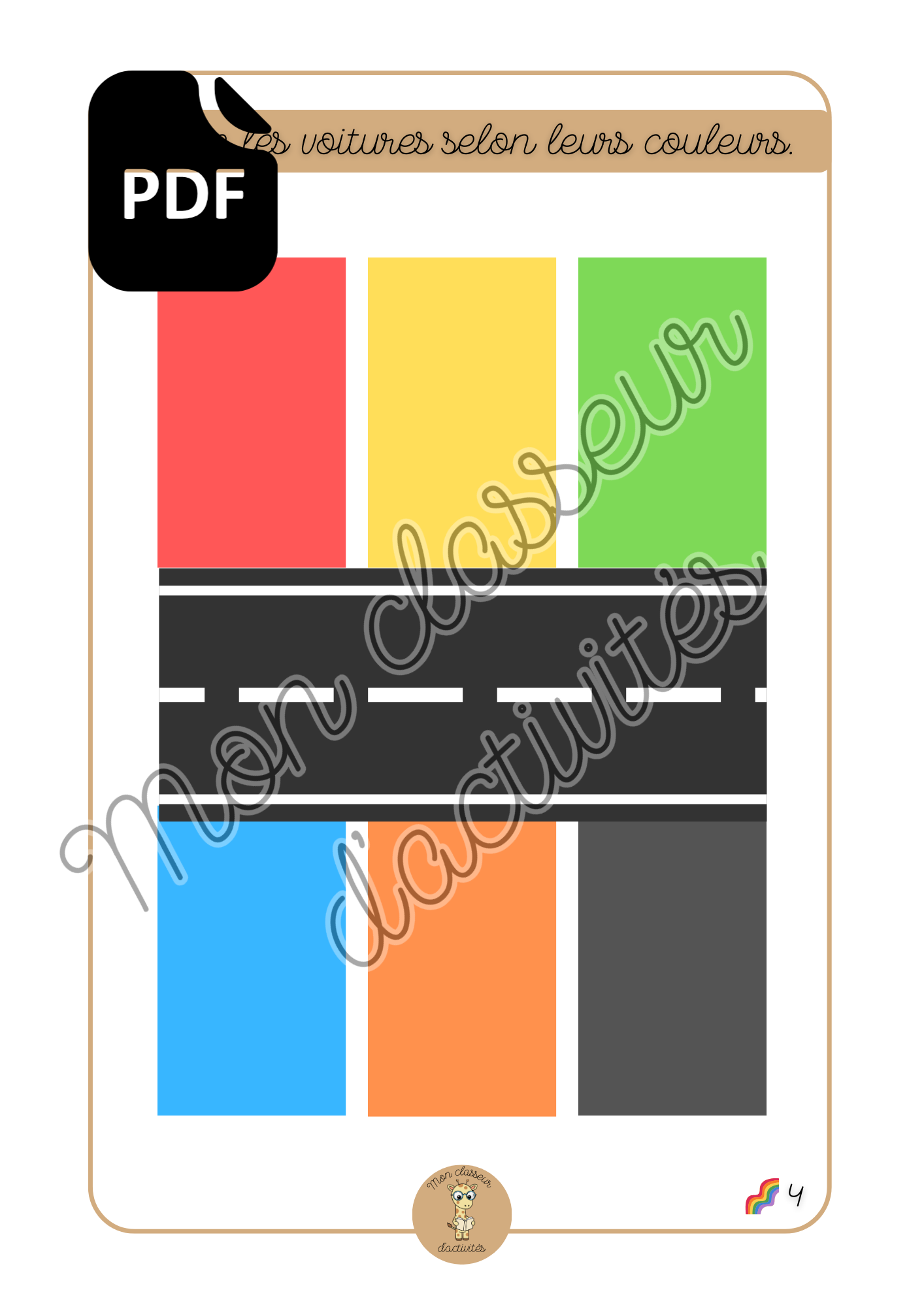 PDF - Les couleurs - Fiche 4 "Gare les voitures"