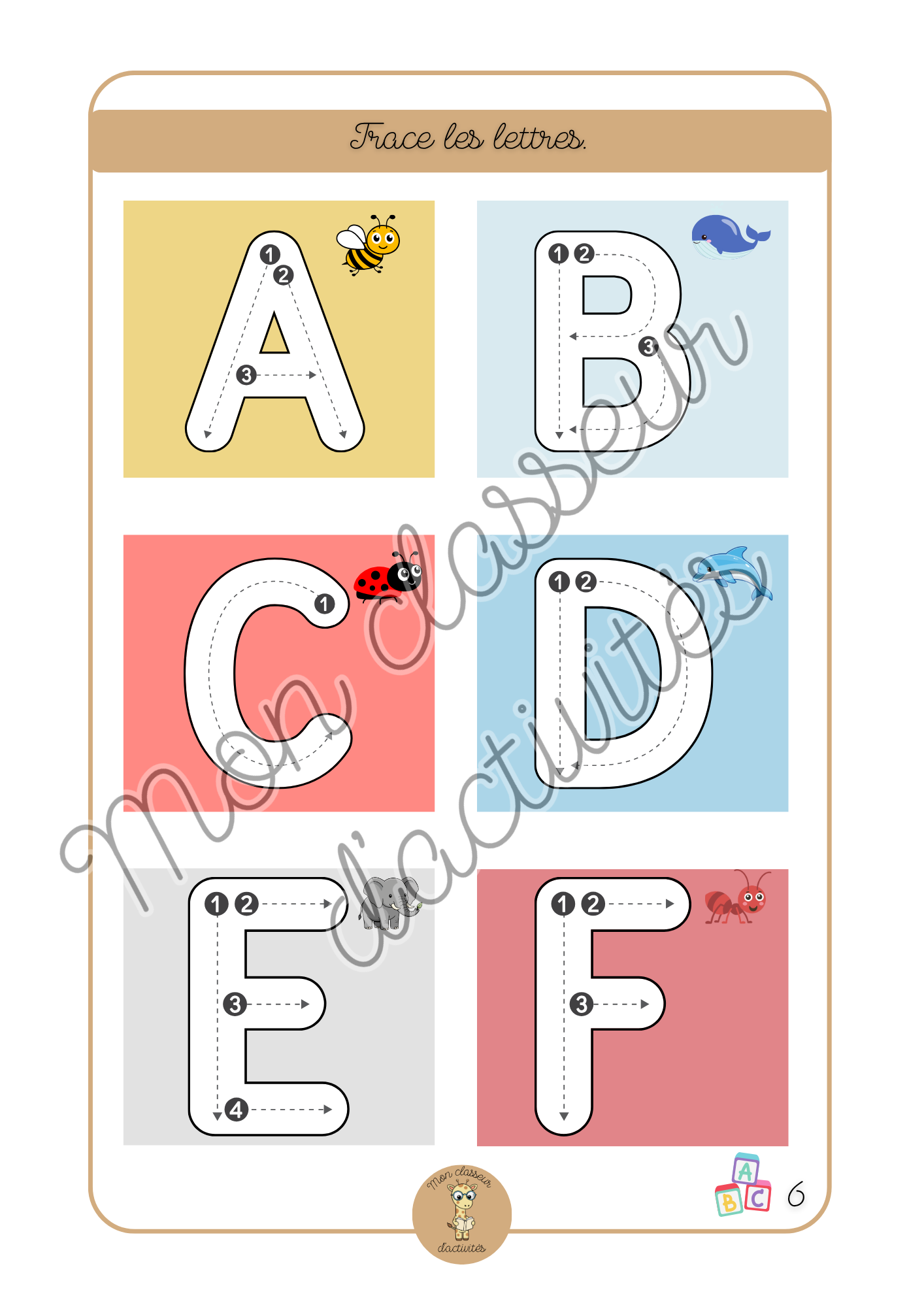 L'alphabet - Fiche 6 "Trace les chiffres"