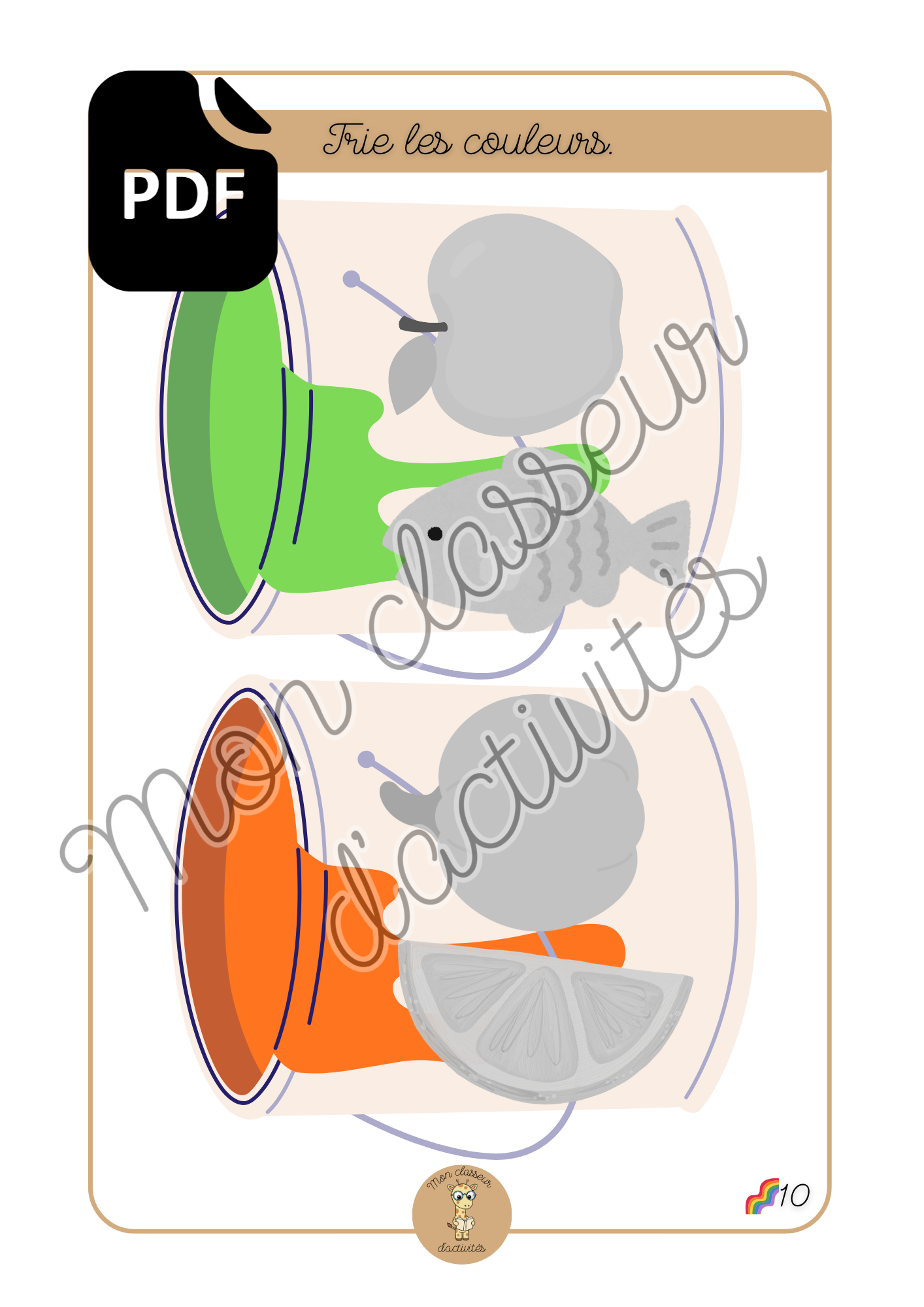 PDF - Les couleurs - Fiche 10 "Trie les couleurs"