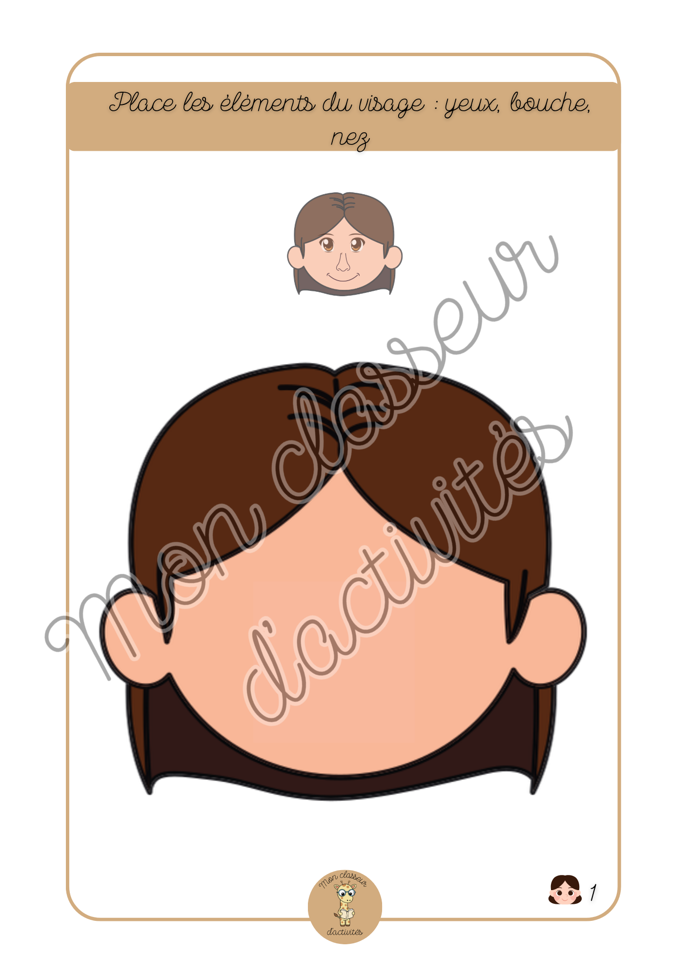 Le Corps - Fiche 1 "Forme le visage"