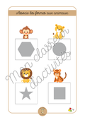 Les formes - Fiche 4 "Associe les formes aux animaux"