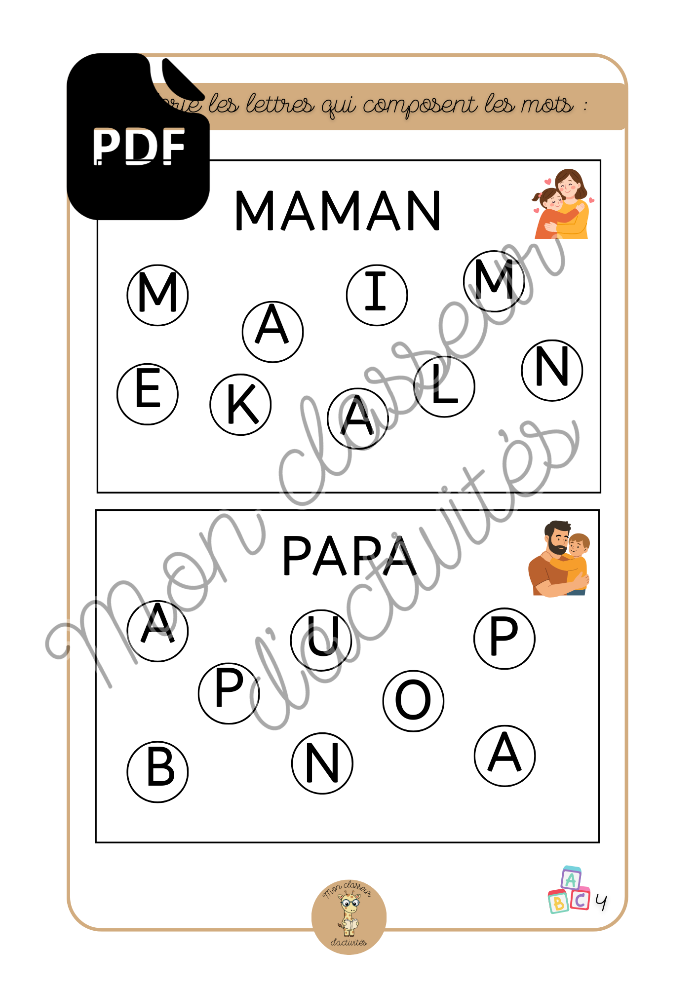 PDF - L'alphabet - Fiche 4 "Colorie les lettres..."