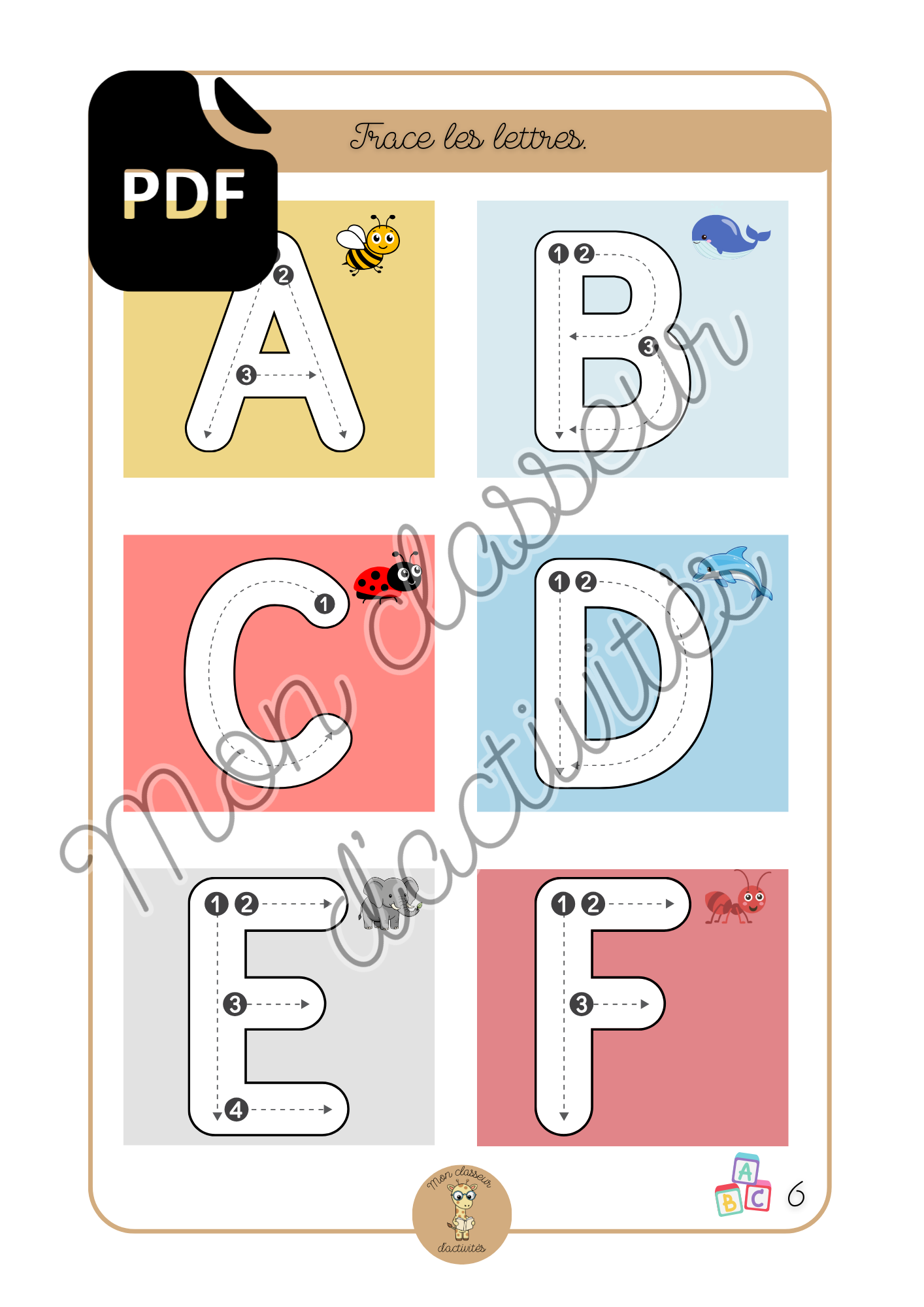 PDF - L'alphabet - Fiche 6 "Trace les chiffres"